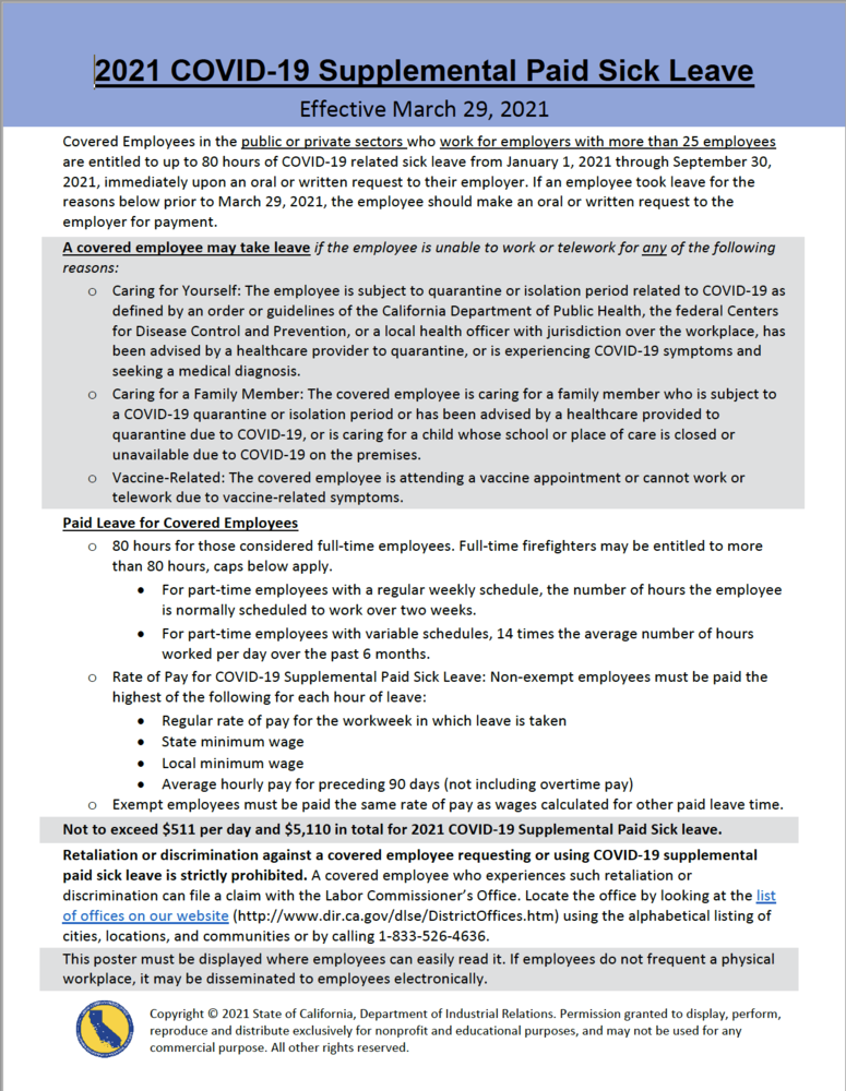 COVID-19 Supplemental Paid Sick Leave